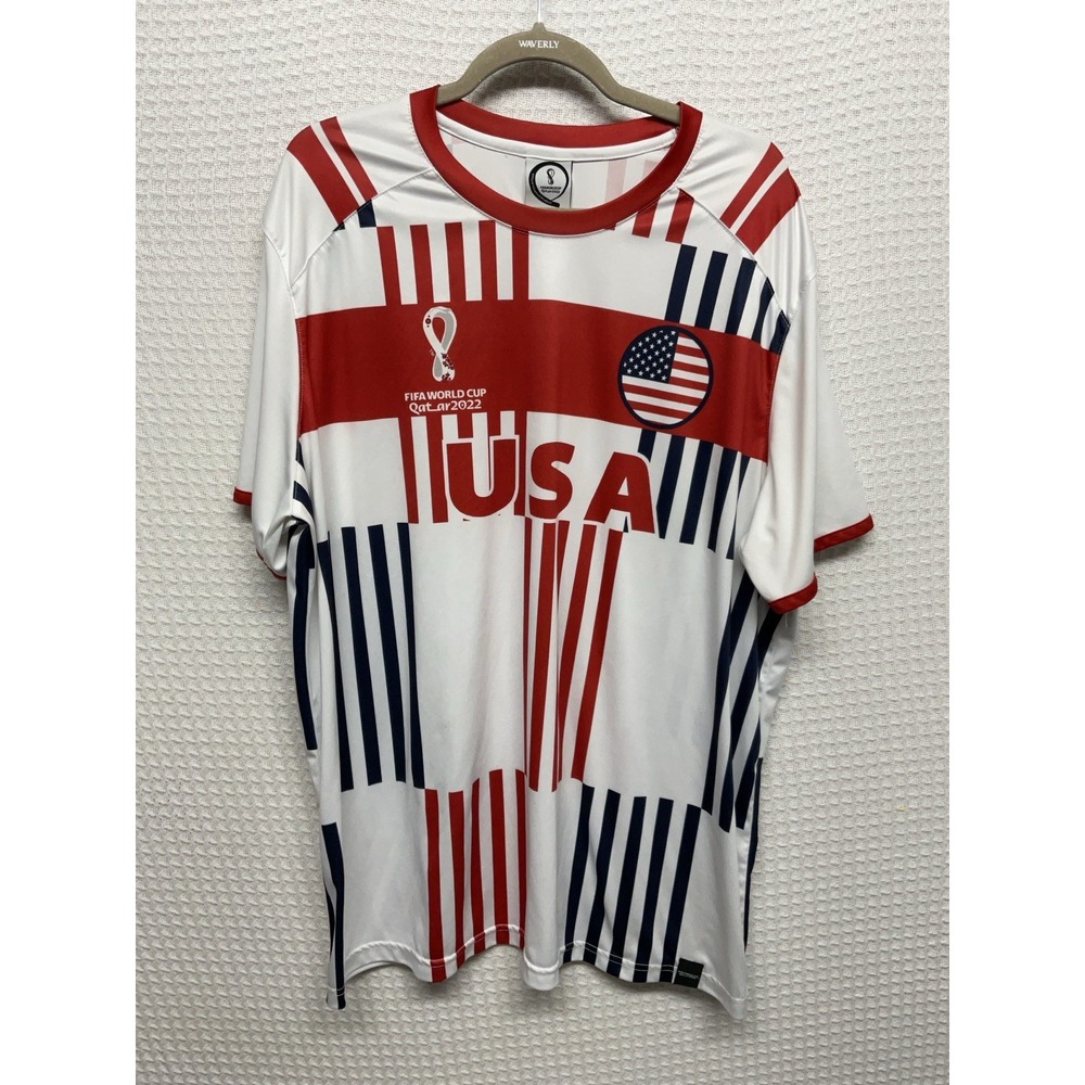 FIFA World Cup Qatar 2022 Soccer Jersey Size 2XL White Red Football